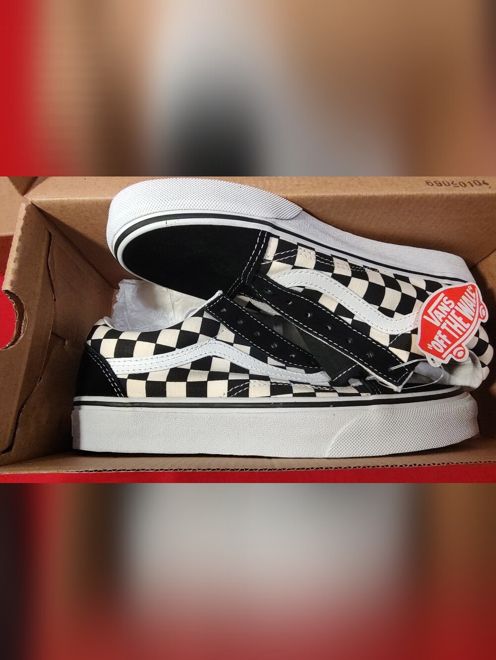 Vans Mens Olk Skool Checkerboard Low Top Skate Shoes - Black/White NIB